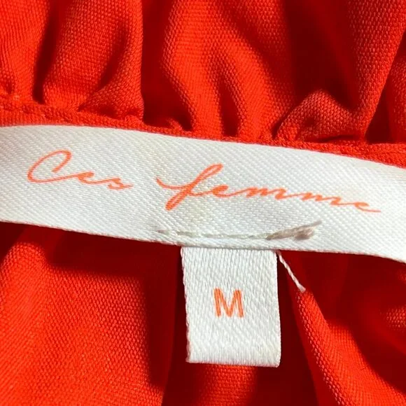 Like new! Ces Femme Orange Smocked Waist Tiered Ruffle Dress Size Medium - Picture 5 of 7